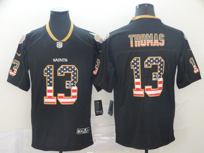 Men New Orleans Saints #13 Thomas Nike USA Flag Fashion Black Color Rush Limited Jersey